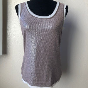 Chico's 0 Sequin Top Brown Sleeveless Shimmer